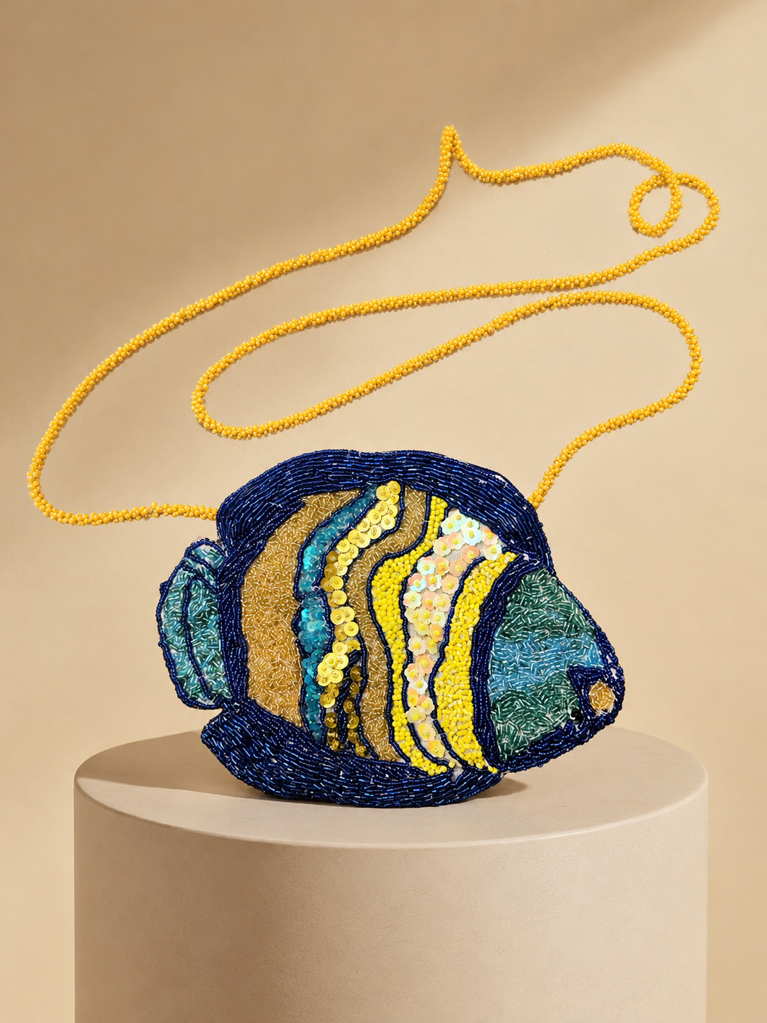 Hand beaded fish bag