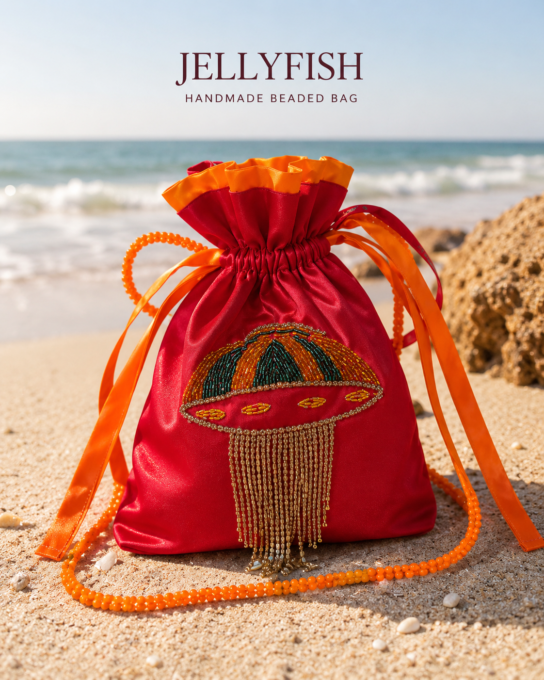 Jellyfish handmade beaded bag