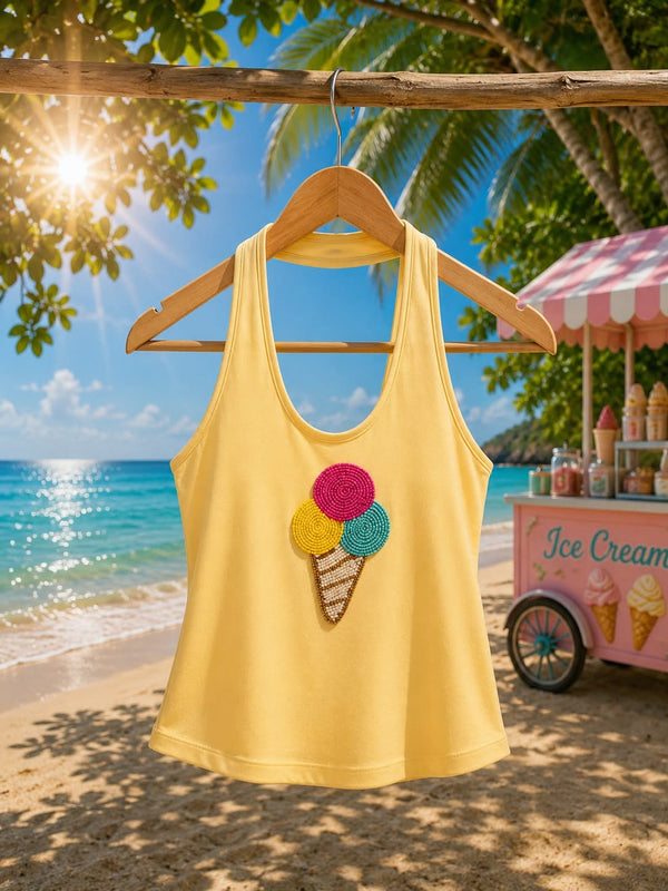 HANDMADE BEADED “Icecream” Top
