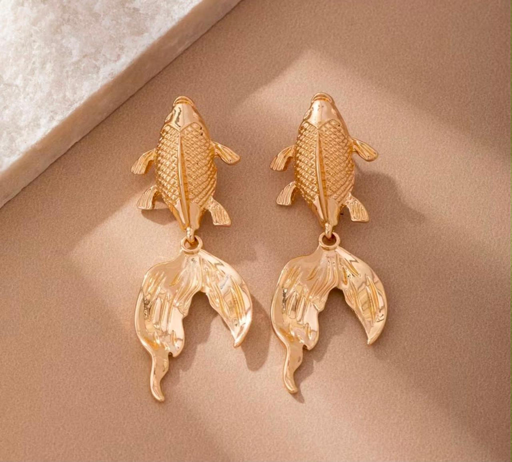 Gold fish earrings