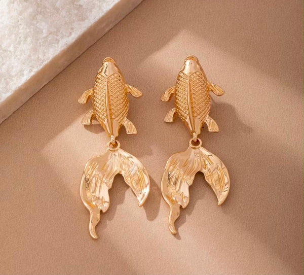 Gold fish earrings