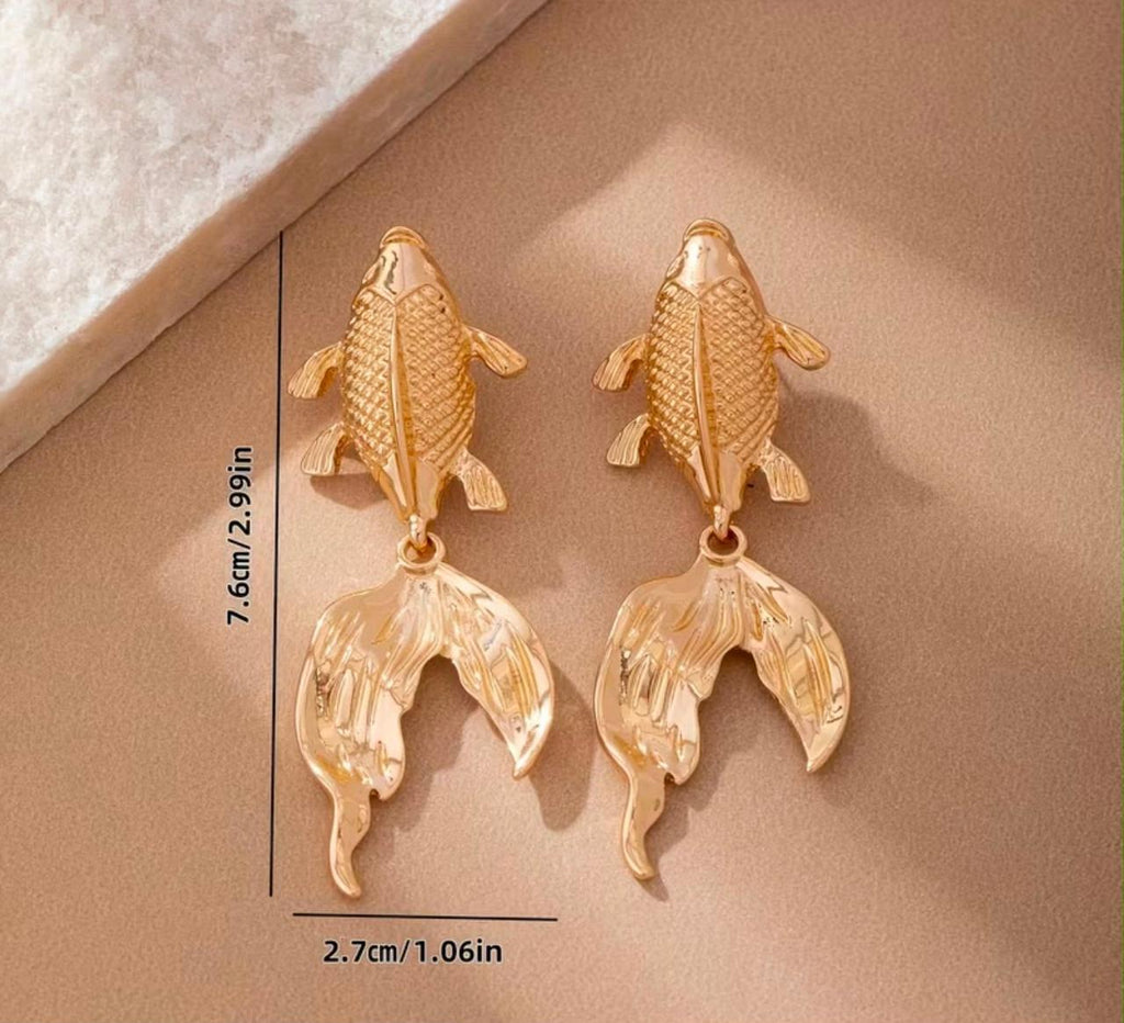 Gold fish earrings