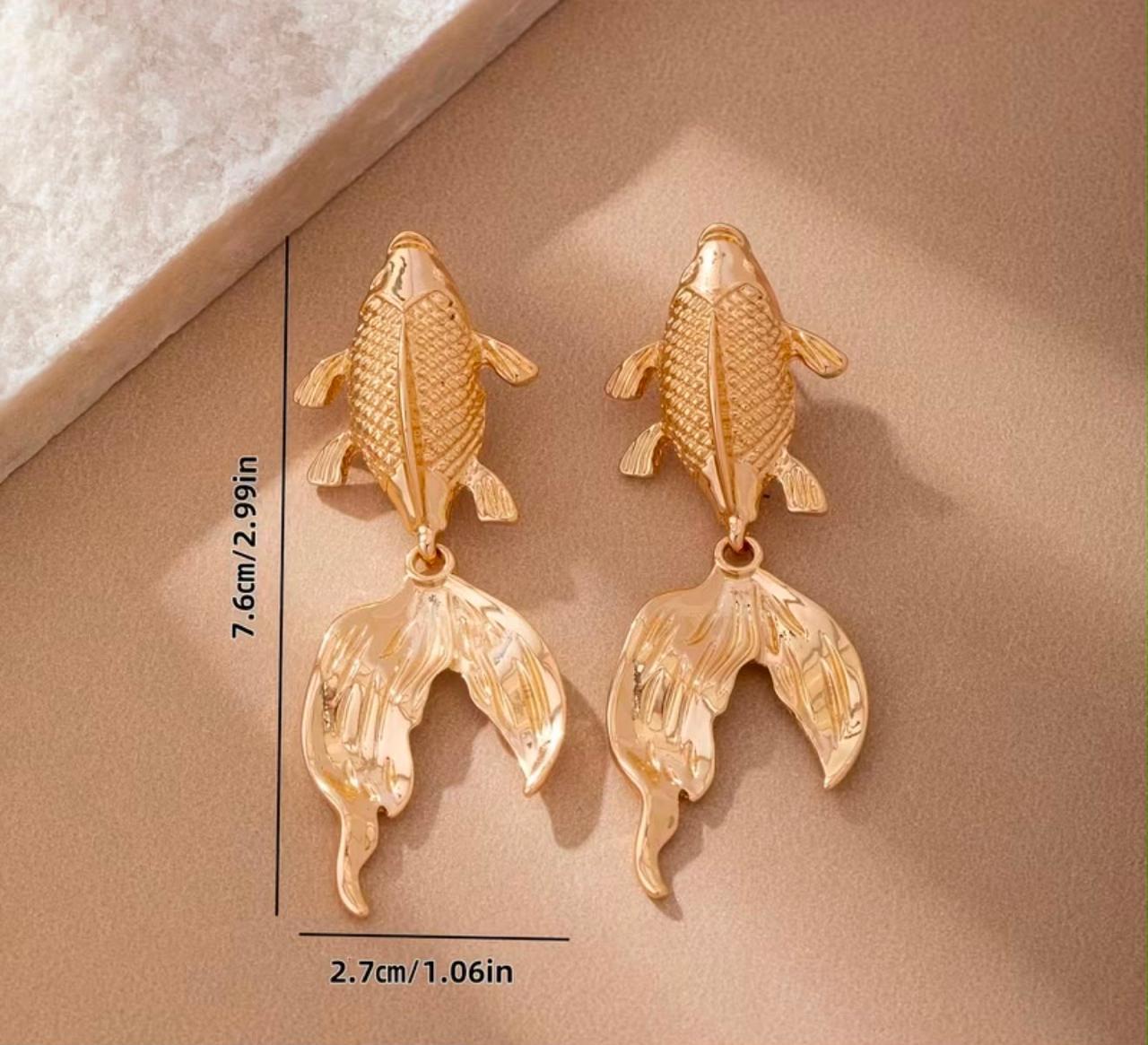 Gold fish earrings