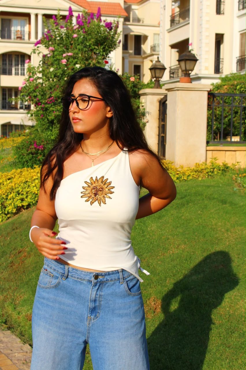 HANDMADE BEADED “Sunny Day” Top